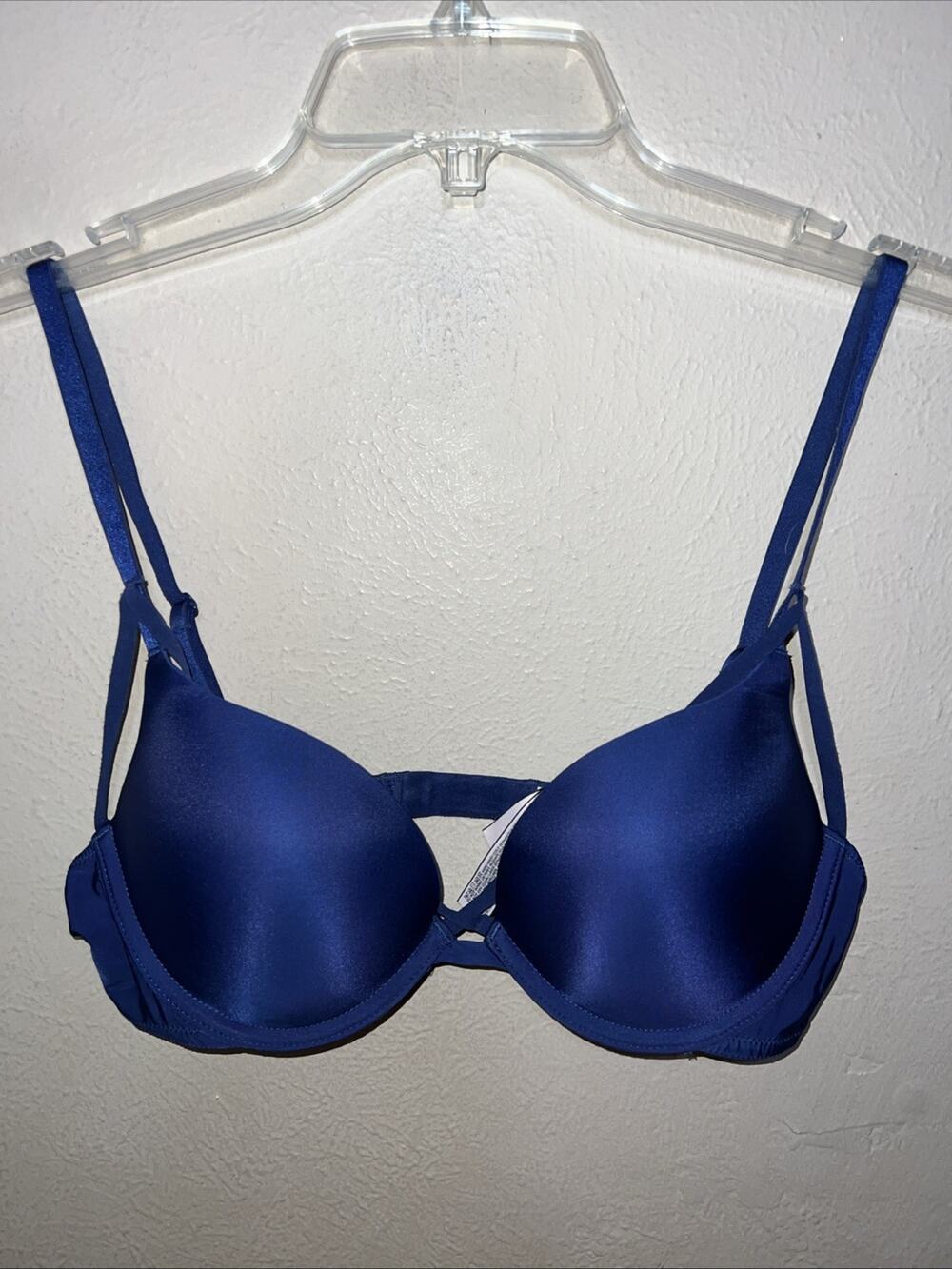 Victoria's Secret Push-Up Bra 36B Royal Blue Underwire Strappy Crisscross Front
